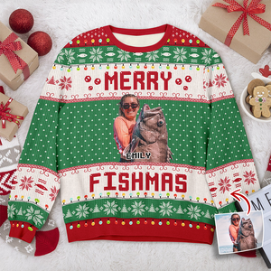 Custom Merry Fishmas Photo Ugly Sweater Gift For Fishing Lovers CH07 896800