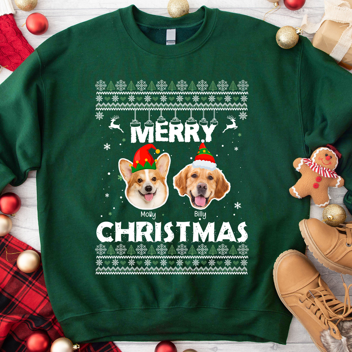Custom Dog Cat Photo Merry Christmas Sweatshirt TH10 896065