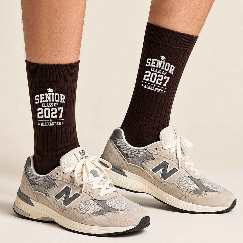 Personalized Name Senior - Class of 2027 Embroidered Socks Ver 2 HA75 919108