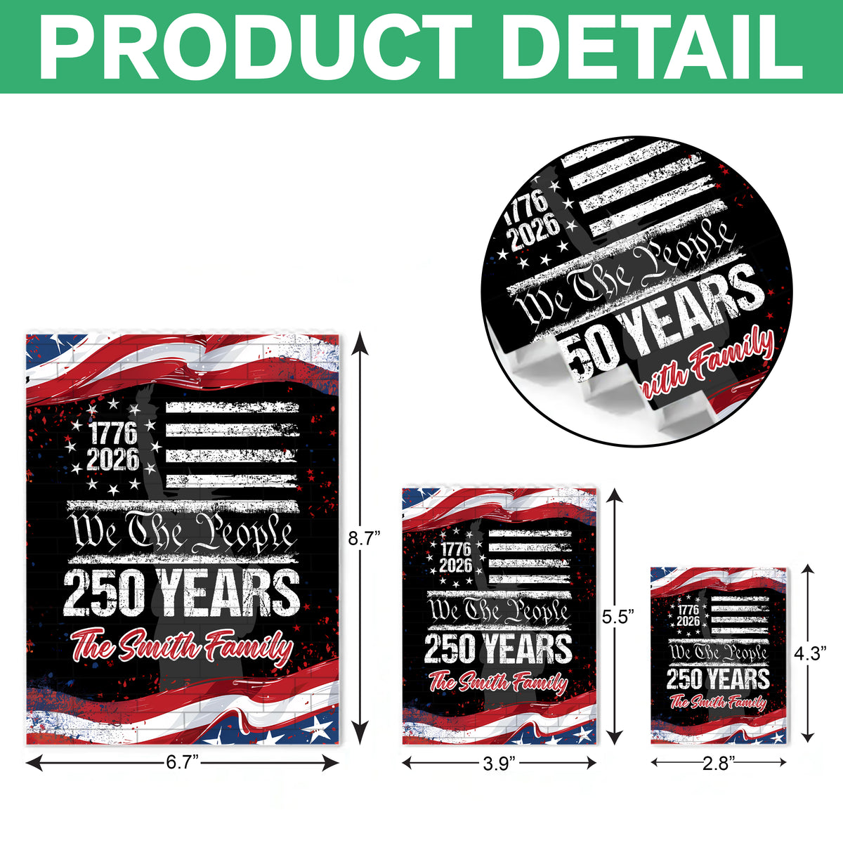 Custom 250 Years USA 250th Birthday 1776-2026 Eagle Building Brick Blocks HA75 920538