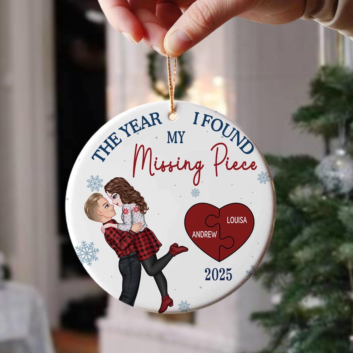 The Year I Found My Missing Piece - Personalized Ceramic Ornament Gift For Couple LM32 895595