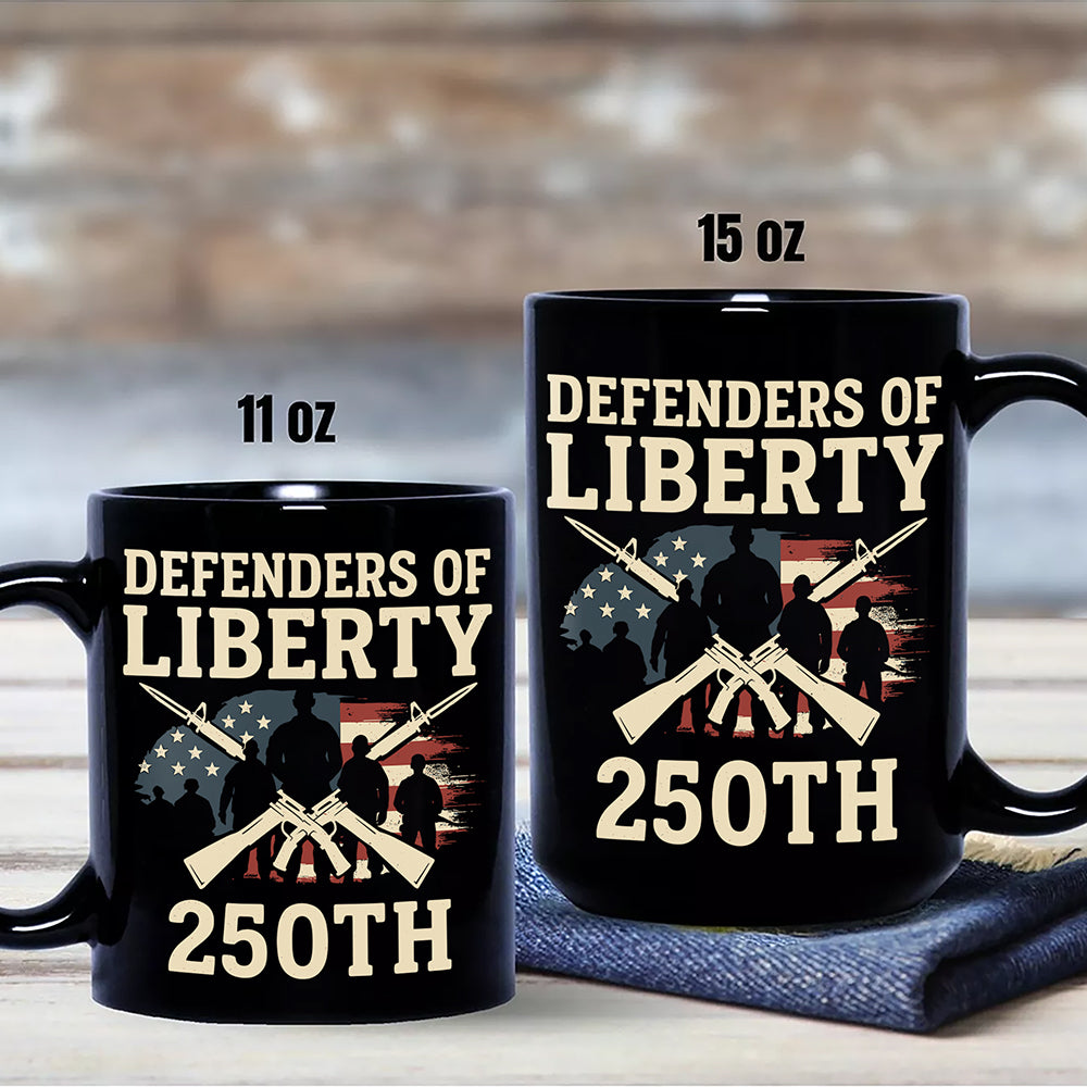 Defenders Of Liberty 250th Anniversary USA Black Mug HA75 897296