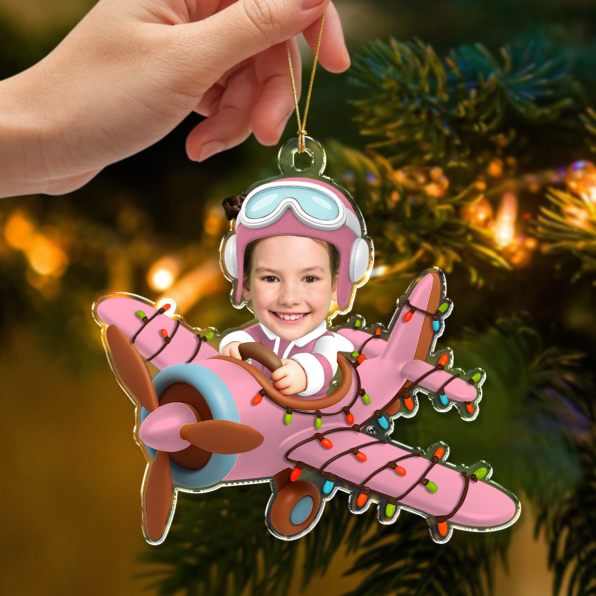 Custom Photo Funny Kid Face Airplane Acrylic Ornament LM32 895591
