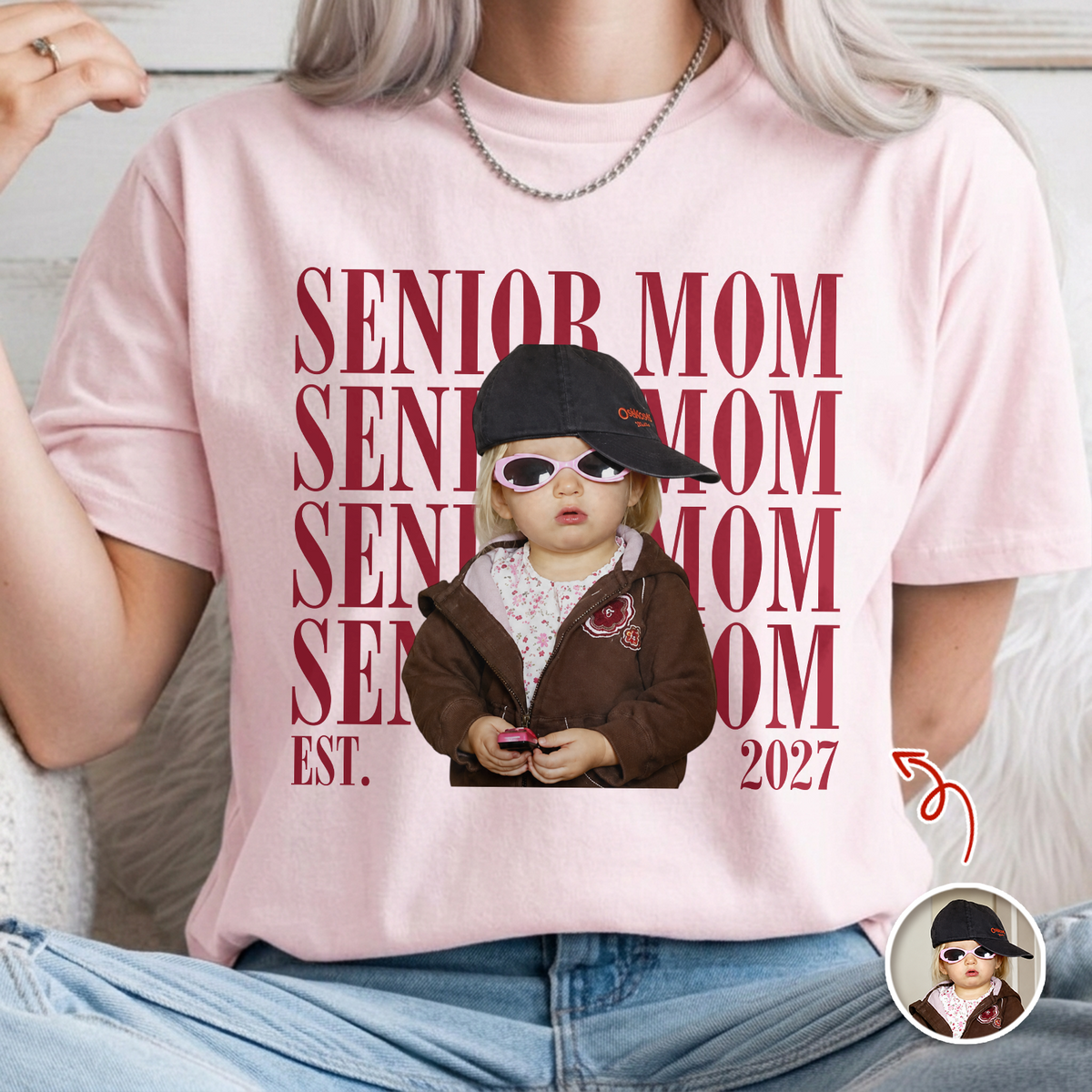 Custom Senior Mom EST.2027 Vintage Photo Comfort Shirt HO82 903248