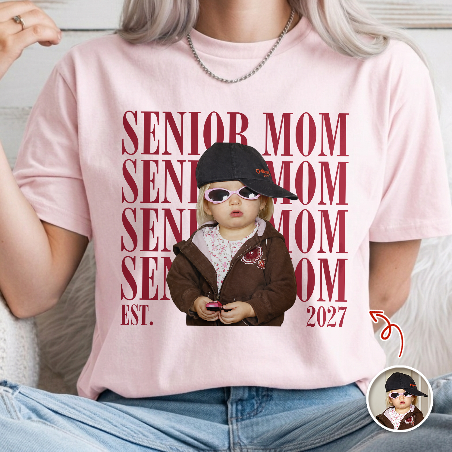 Custom Senior Mom EST.2027 Vintage Photo Comfort Shirt HO82 903248