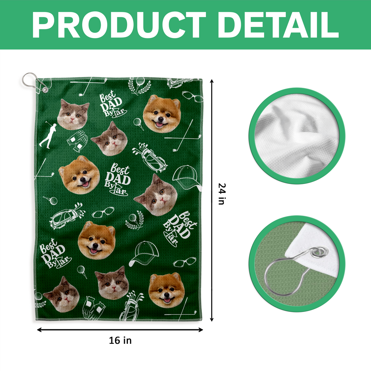 Custom Photo Best Dad By Par Golf Towel - Funny Gift for Dad, Husband, Golfer LM32 899975