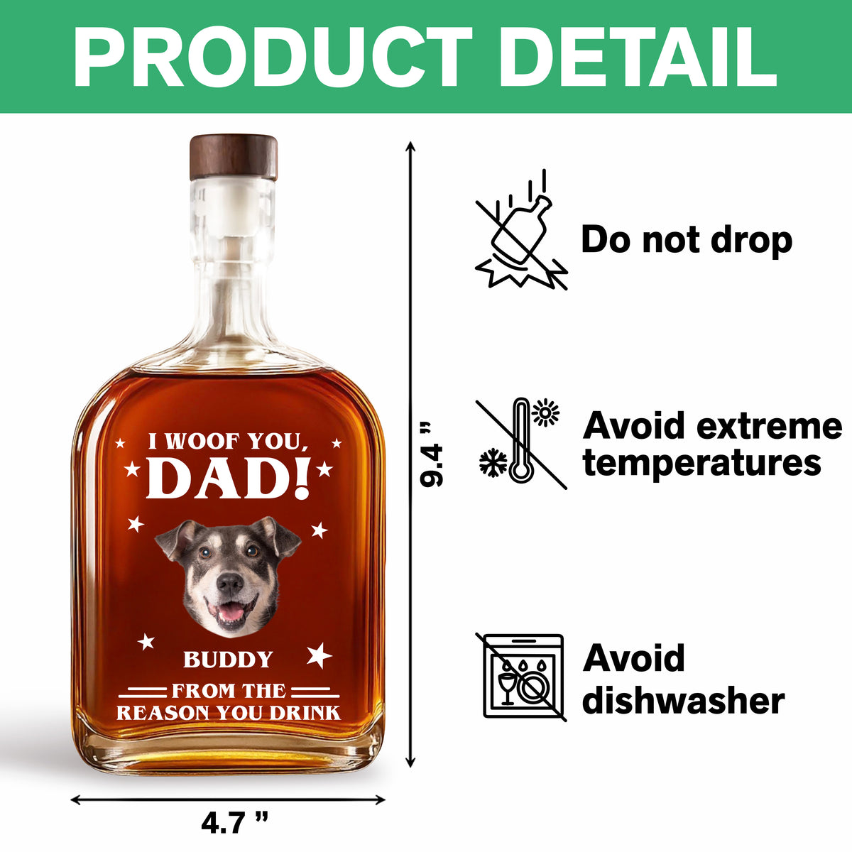 Custom Photo We Woof You - Dog Personalized Custom Whiskey Bottle - Father's Day, Gift For Dad, Pet Owners, Pet Lovers HO82 894074