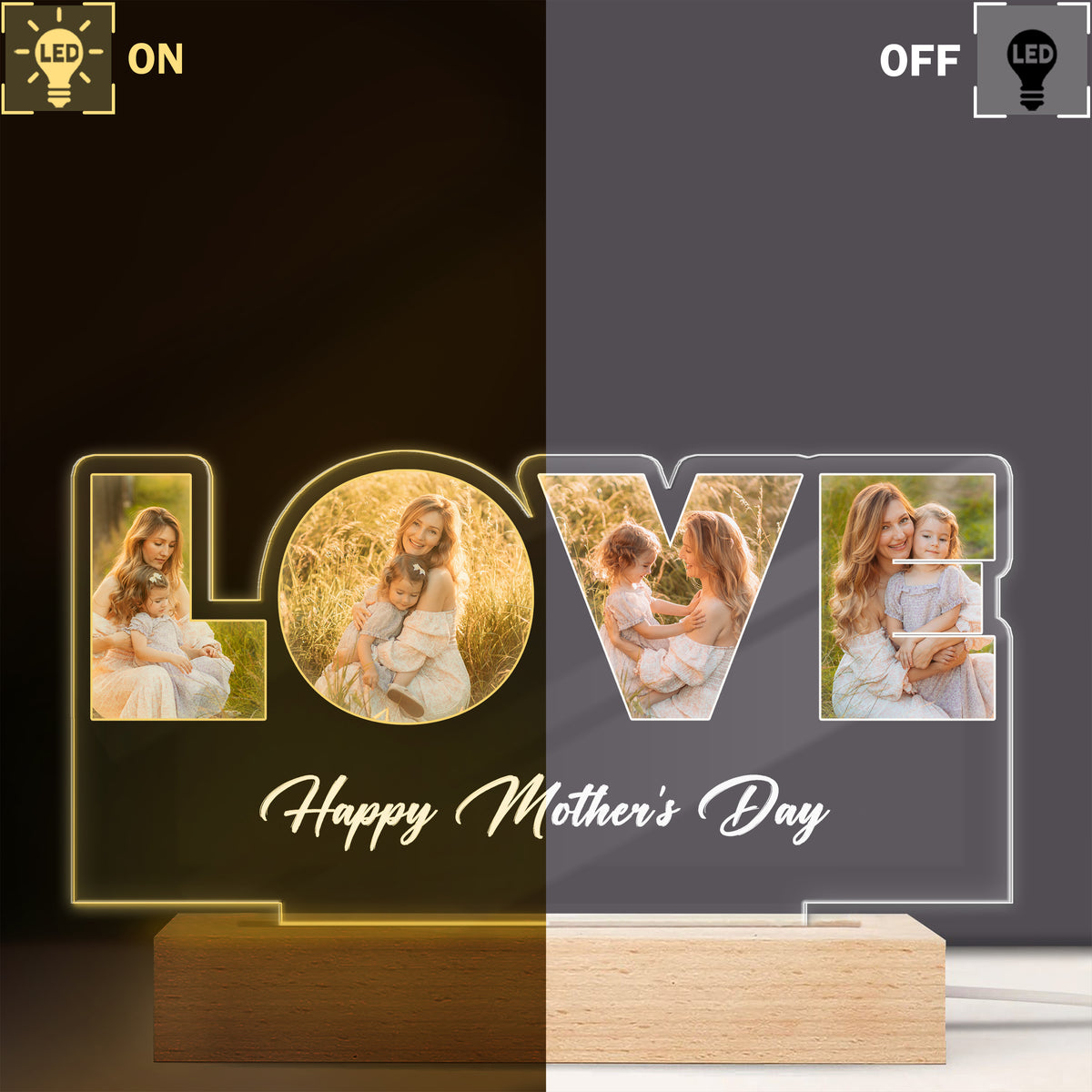 Custom Love Photo Happy Mother's Day Acrylic LED Night Light TH10 892601