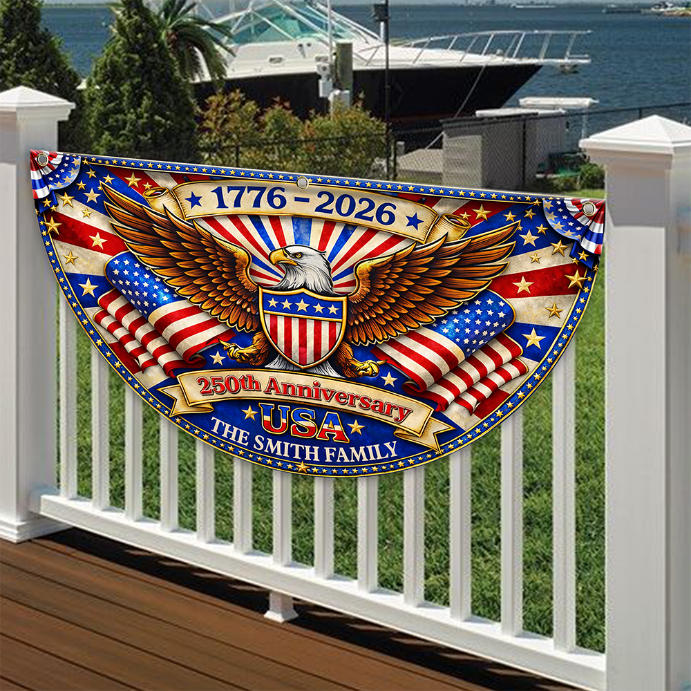 Custom Family Name America 250th Anniversary Non-Pleated Fan Flag HA75 921072