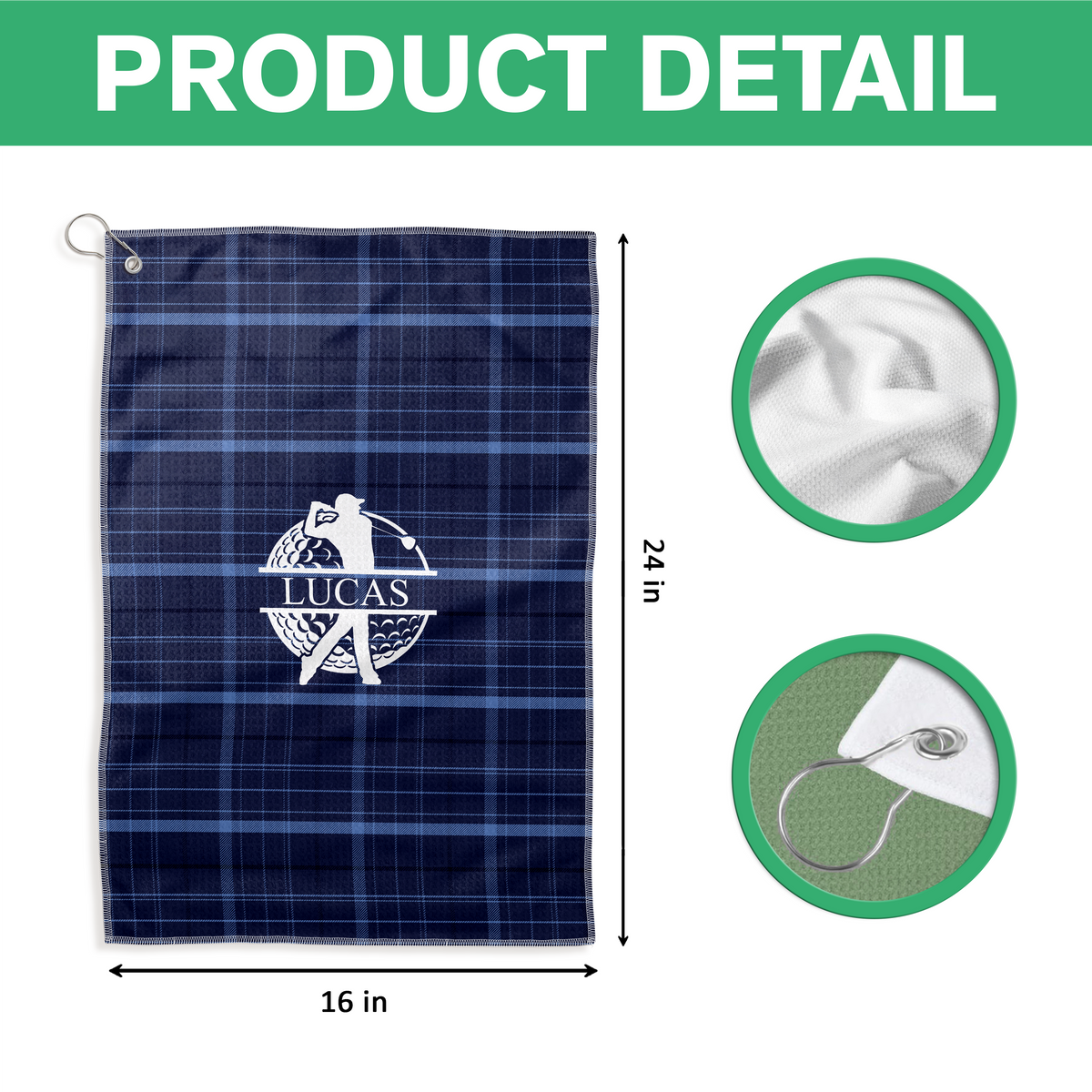Personalised Golf Club Wreath Plaid Golf Towel HO82 902172