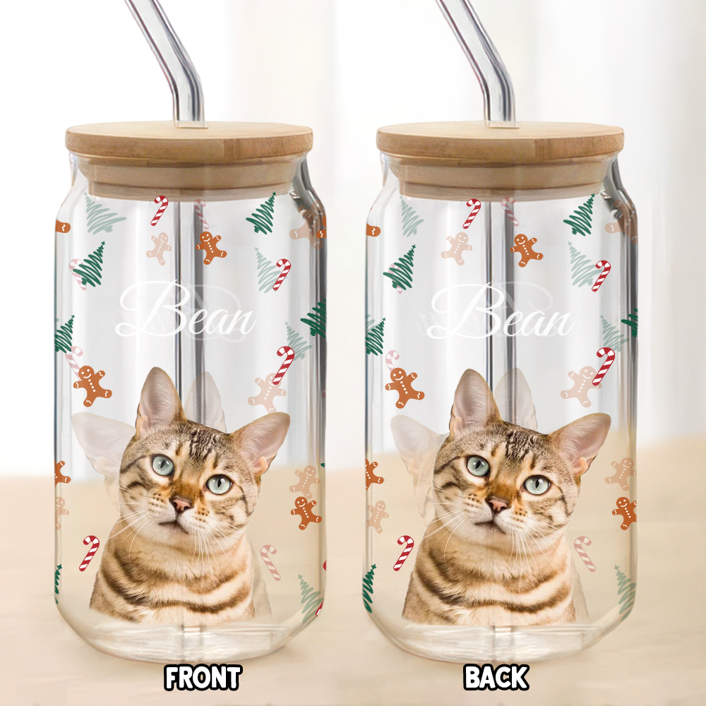 Custom Photo Dog With Snow Glass Can With Lid For Dog Lovers CH07 899106