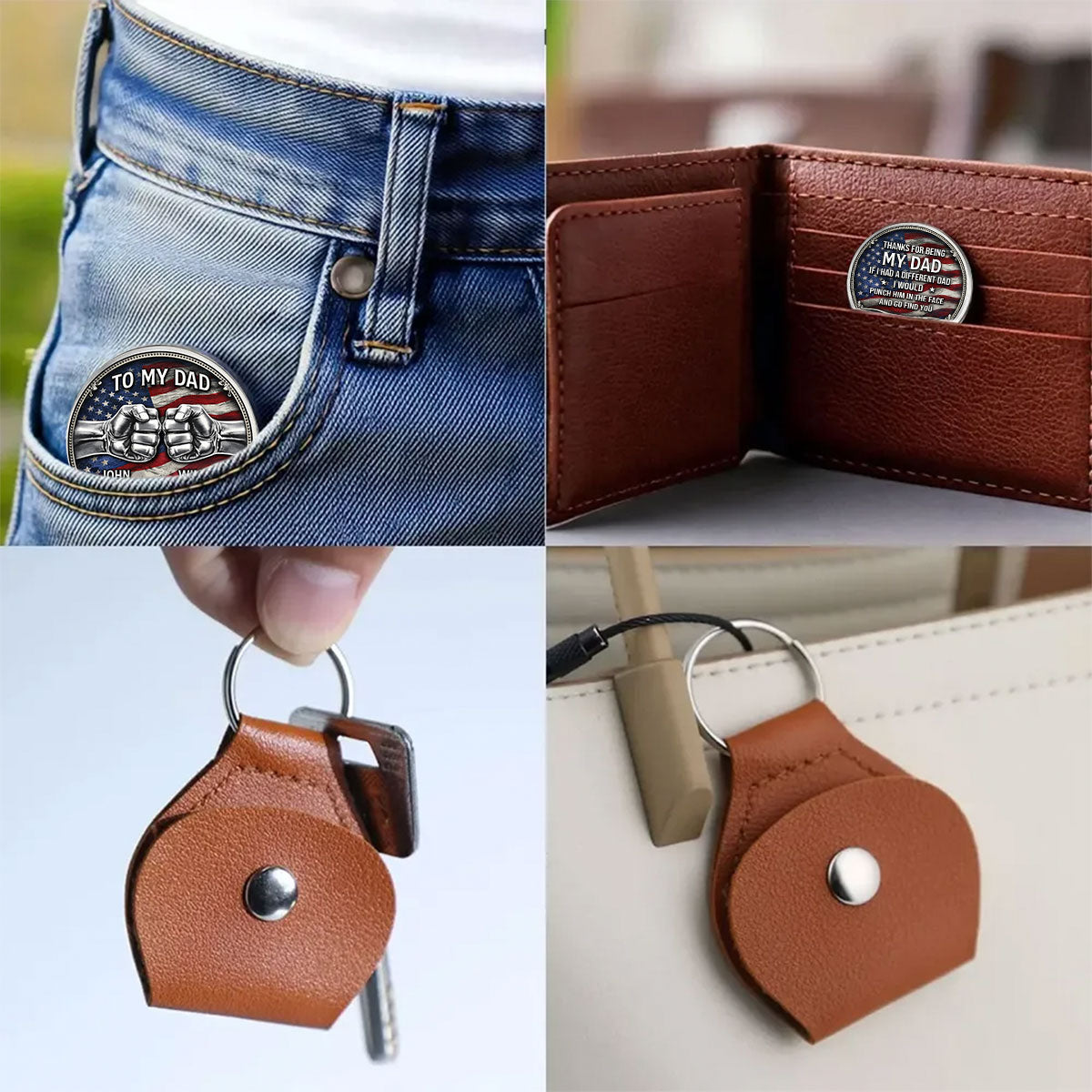 Personalized Name Thank For Being My Dad Pocket Hug - Coin For Father, Patriotic Gift From Son LM32 899267