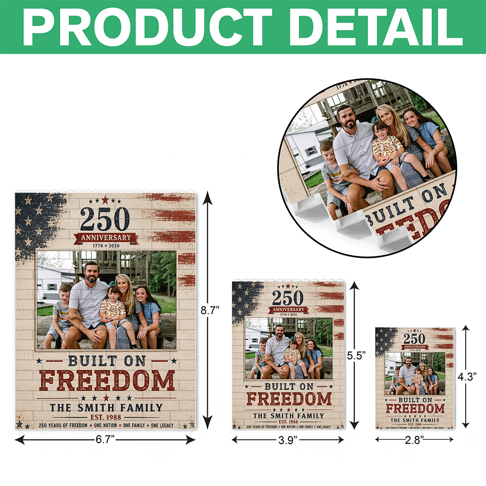 Custom Photo US 250th Anniversary 1776-2026 - Patriotic Gift for Family TH10 170003