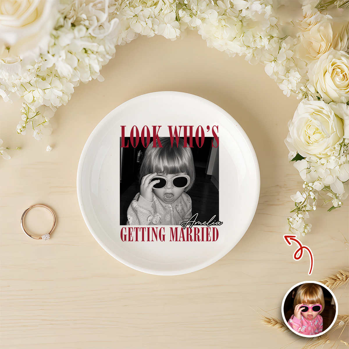 Custom Photo Look Who's Getting Married Jewelry Dish - Personalized Bachelorette Gift TH10 170563