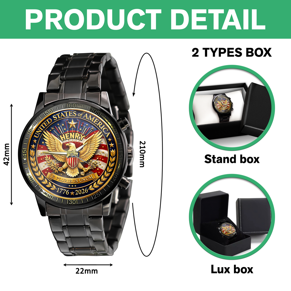 Custom Name America 250th Anniversary 1776 - 2026 Patriotic Wrist Watch CH07 911166
