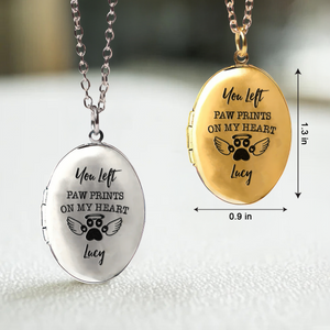 Custom Photo You Left Paw Prints On My Heart Dog Memorial Locket Necklace HA75 892290