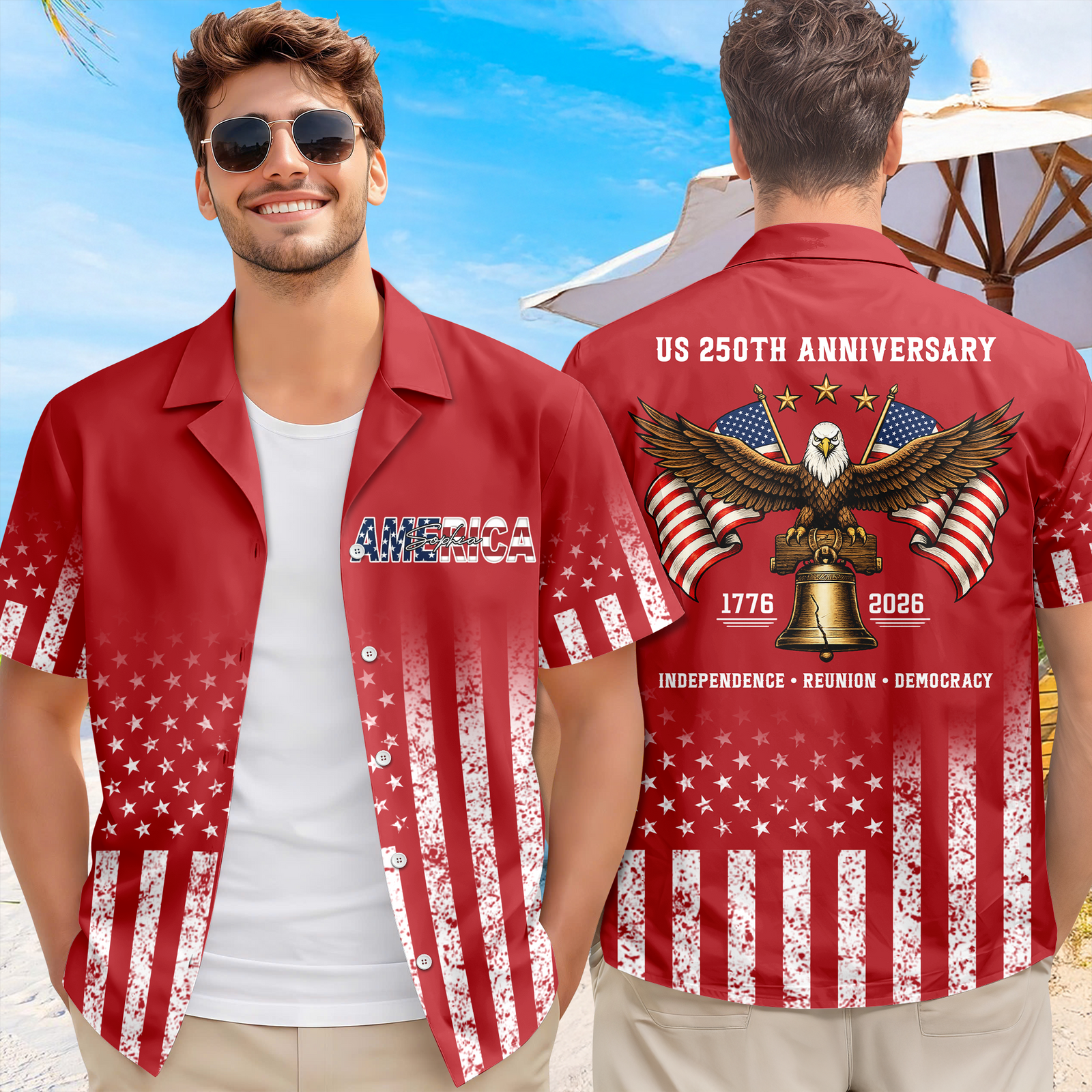 Custom Name Eagles 250th Birthday Independence - Reunion - Democracy Hawaii Shirt LM32 899089