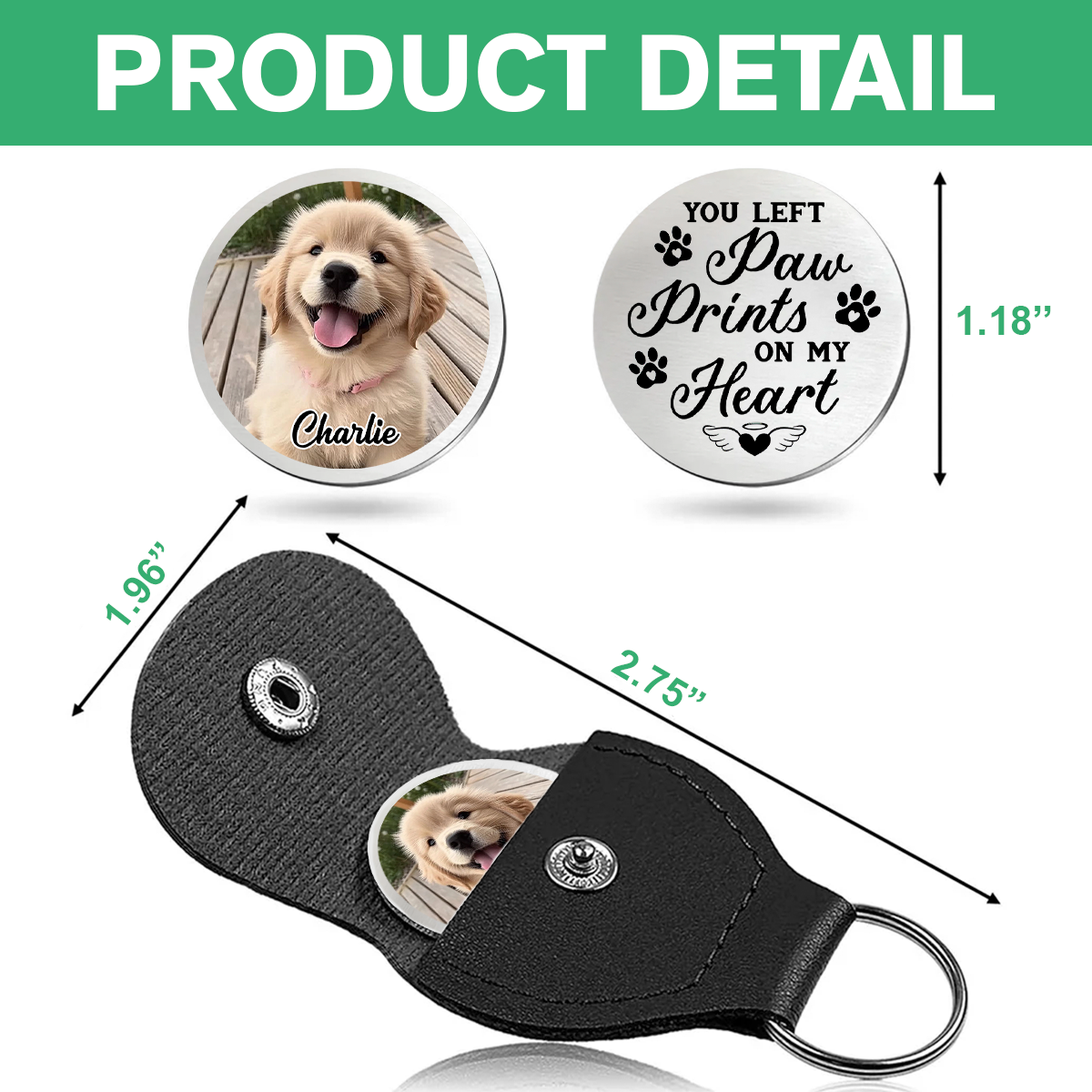 Custom Dog Photo You Left Paw Prints On My Heart Memorial Dog Pocket Hug HA75 897952