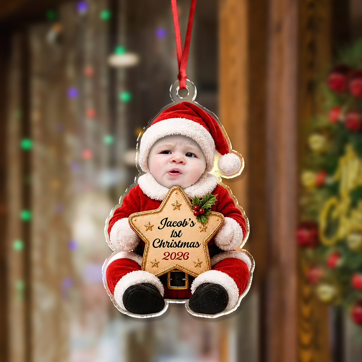 Custom Photo Baby's First Christmas Acrylic Ornament HA75 921902