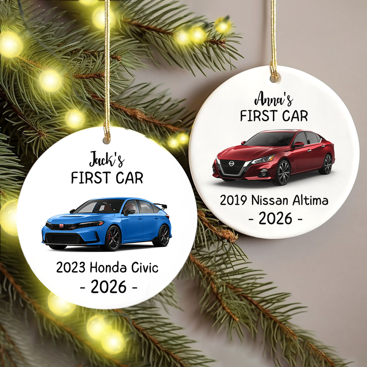 Personalized First Car Christmas Ceramic Ornament Gift For Car Lover TH10 171075