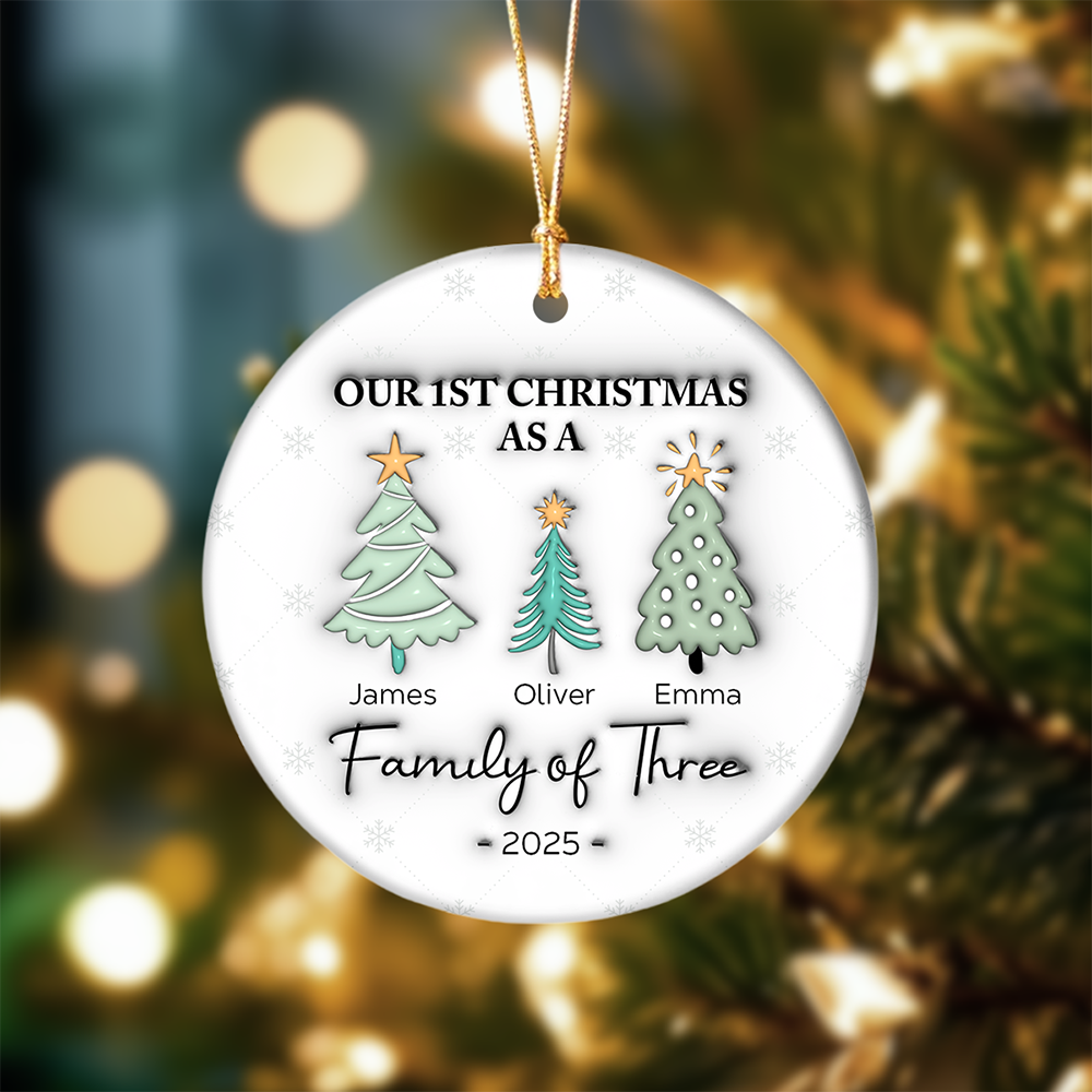 Personalized First Christmas As A Family Ceramic Ornament For Christmas TH10 894985