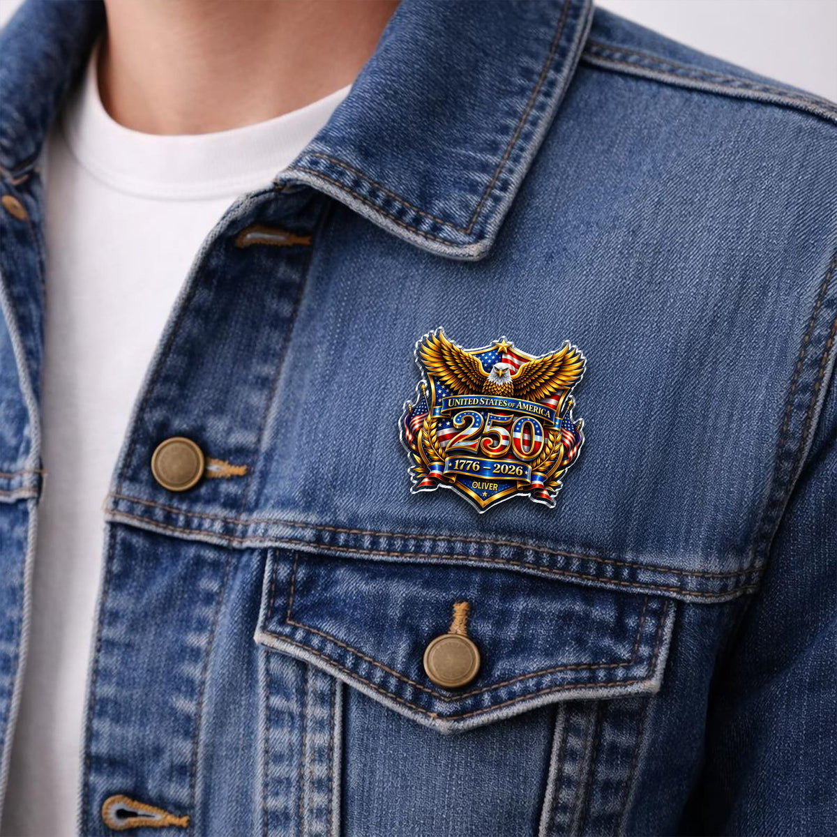 Personalized America 250th Anniversary Patriot Eagle Acrylic Pin HA75 920980