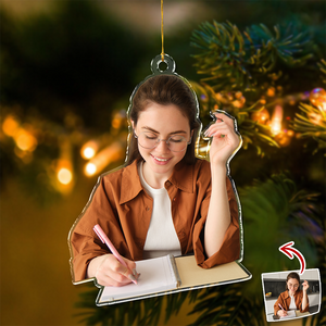 Custom Photo A Guy Addicted To Reading Books Acrylic Ornament For Book Lovers HO82 894740