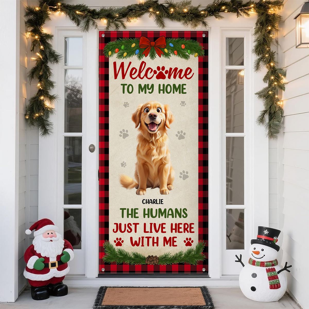 Welcome To Our Home Cute Dogs - Personalized Christmas Dog Door Cover CH07 899914