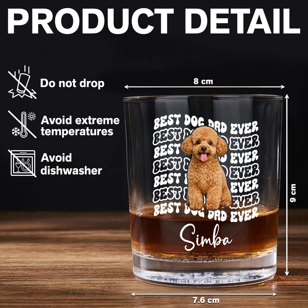 Custom Photo Best Dog Dad Ever Rock Glass - Father’s Day Gift for Dog & Cat Owners HA75 921374