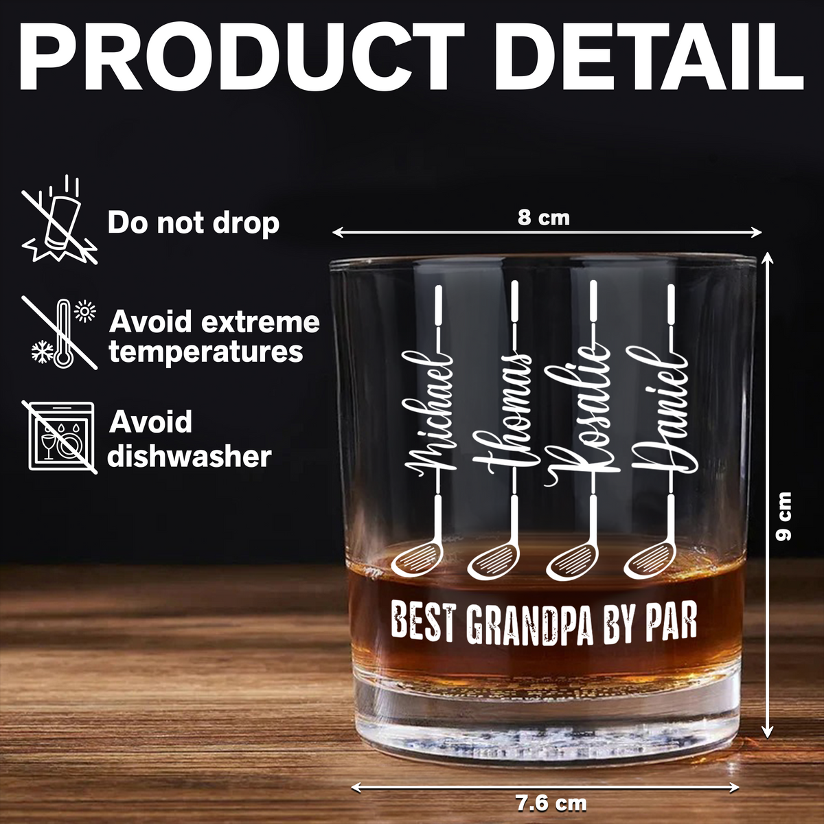 Personalized Best Dad by Par Whiskey Glass Gift For Father's Day HA75 921268