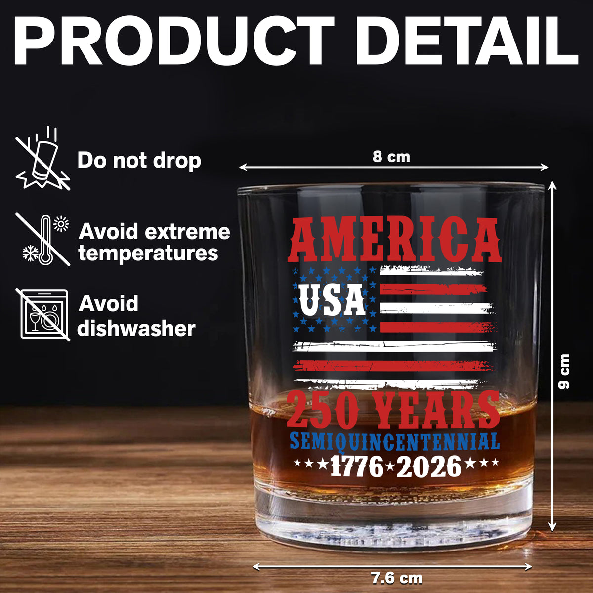 America 250 Years Semiquincentennial Whiskey Glass TH10 894671