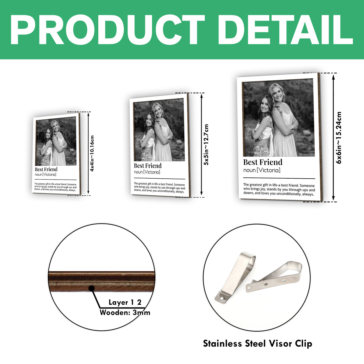 Custom Best Friend Photo 2 Layered Car Visor Clip Gift For Bestie LM32 895503