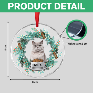 Custom Cat Photo Christmas Cirle Glass Ornament For Cat Lovers TH10 894761