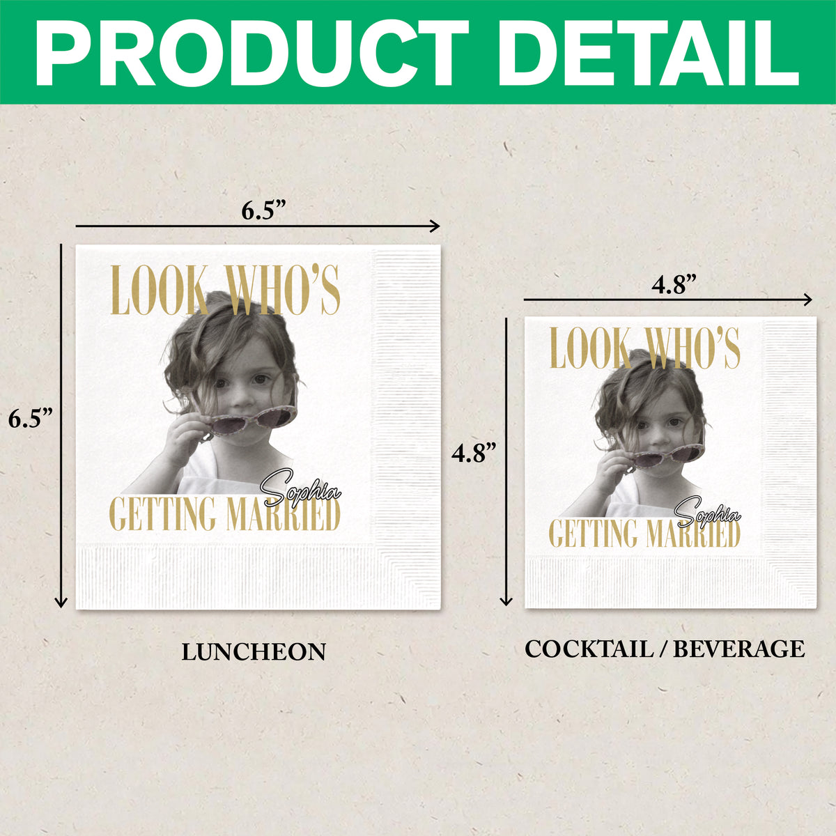 Custom Photo Look Who's Getting Married Napkins - Personalized Bachelorette Gift LM32 669597
