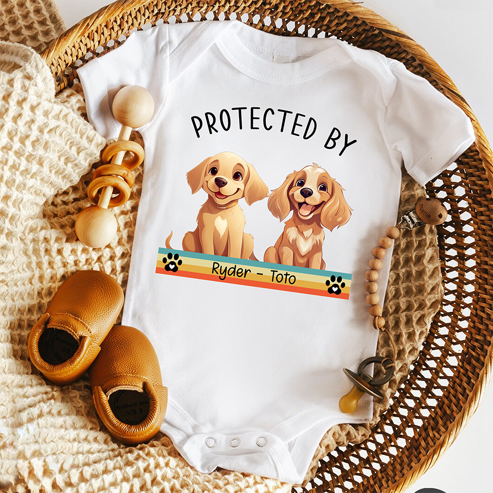 Personalized Portrait Protected By Cute Dog Baby Onesie Baby Shirt LM32 893271