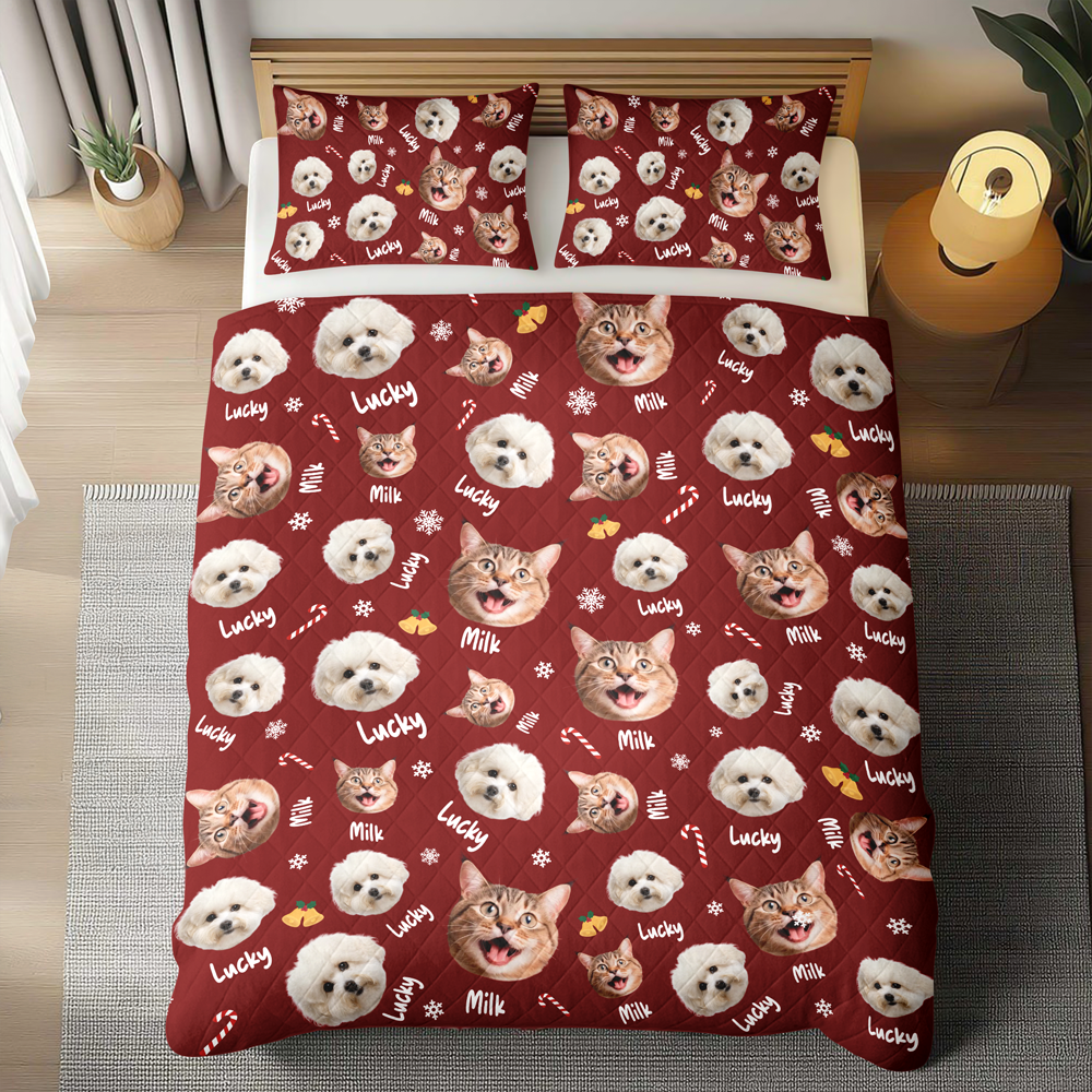 Custom Pets Face And Name - Personalized Photo Bedding Set Gift For Dog Lover Cat Lover CH07 899764