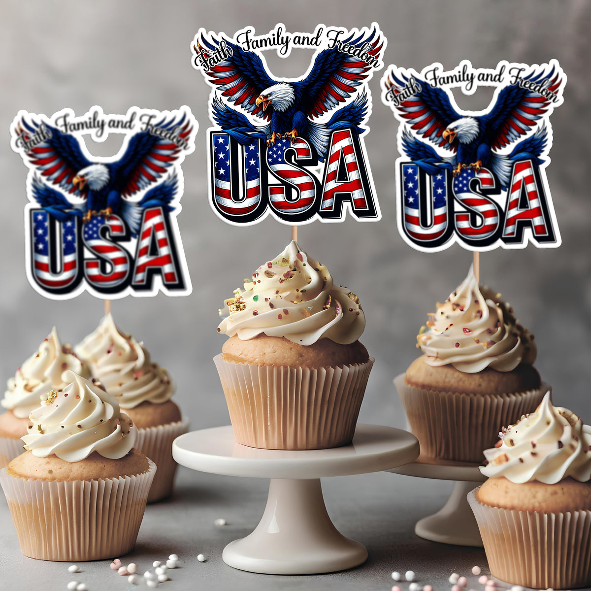 Faith, Family & Freedom 250 Years America Cupcake Topper HA75 898836