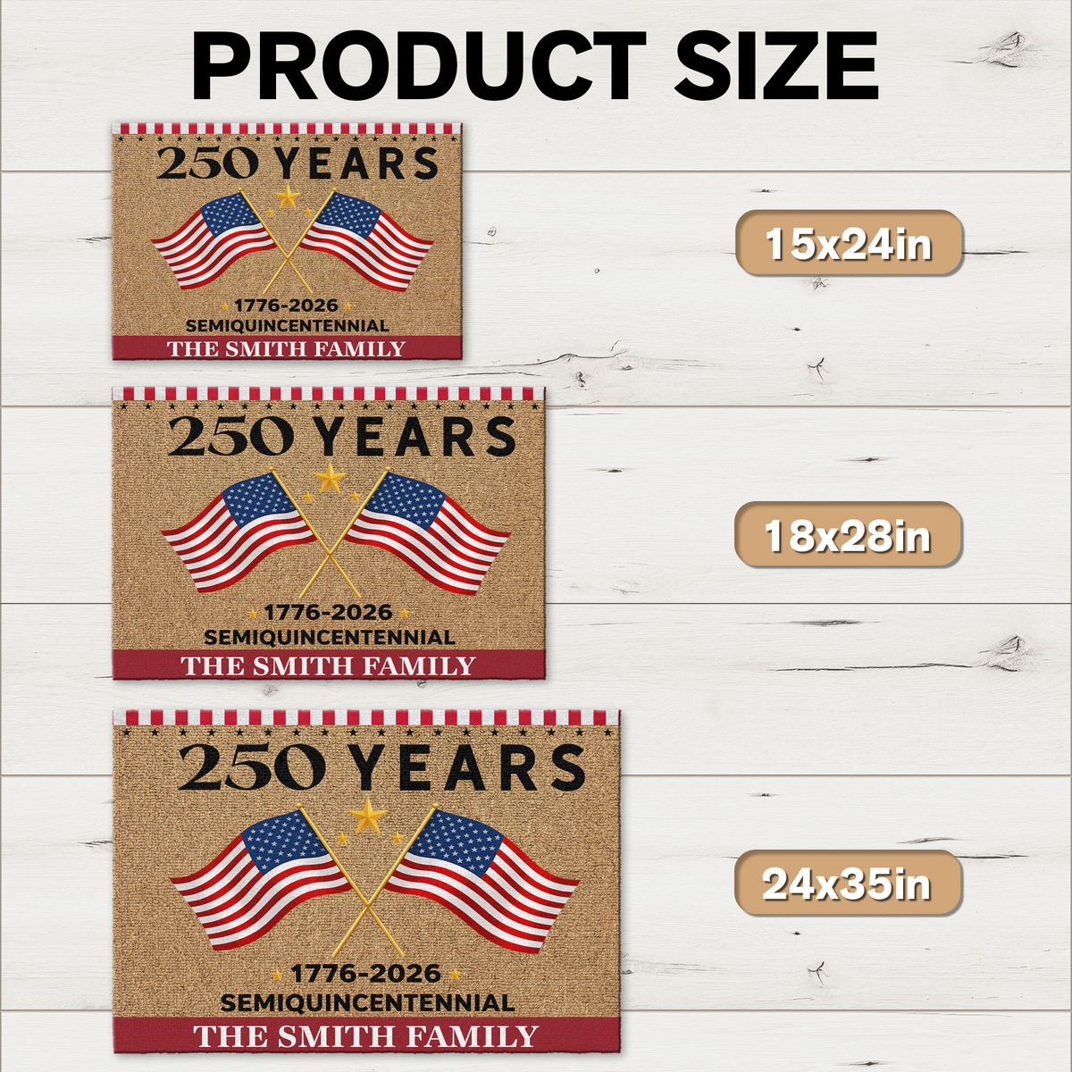 250 Years Semiquincentennial America 1776-2026 Personalized Patriotic Doormat CH07 910272