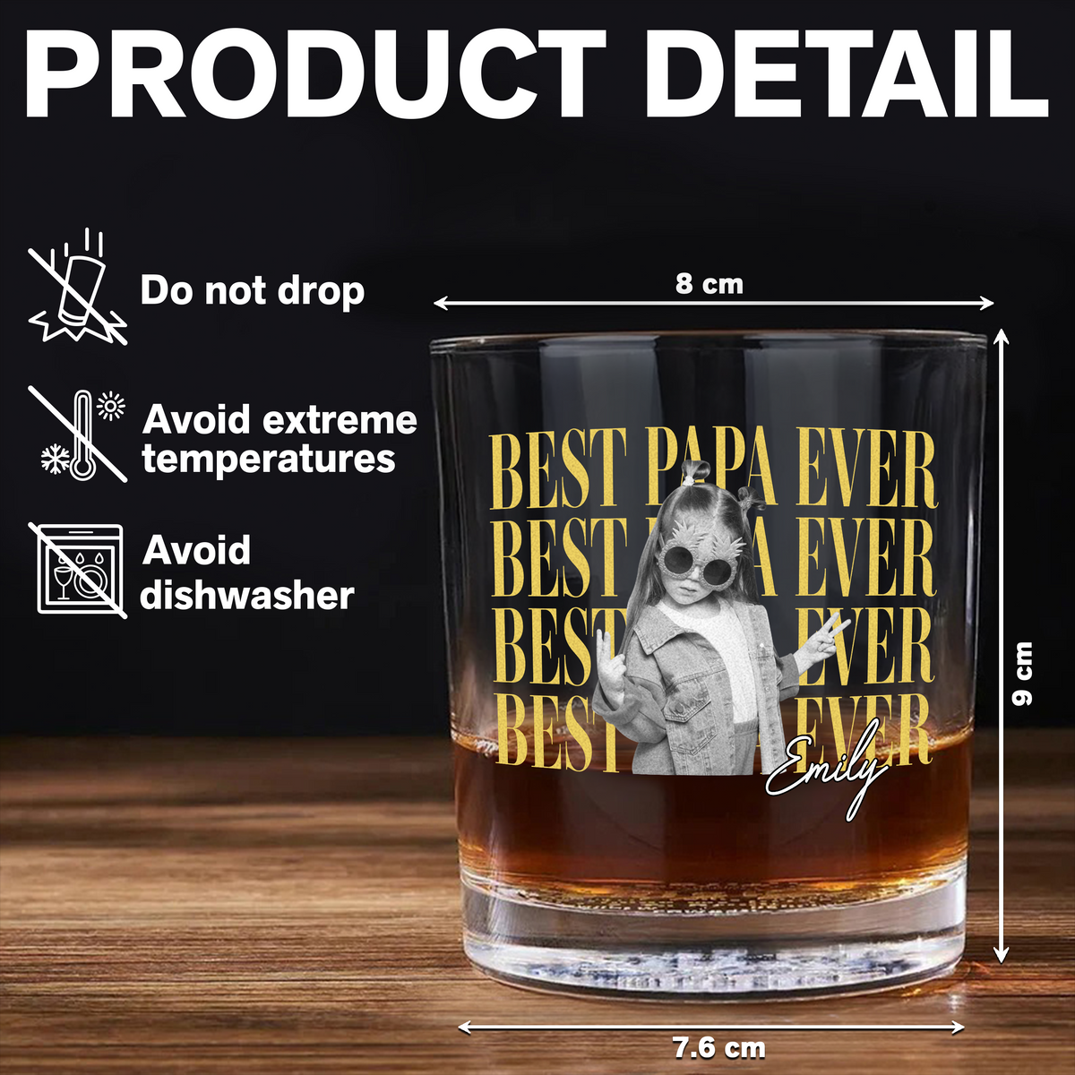 Personalized Vintage Photo Best Dad Mom Ever Whiskey Glass CH07 911518