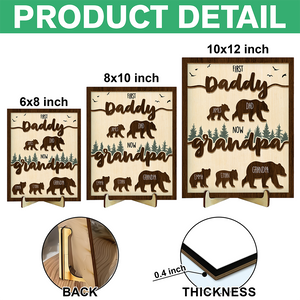 Papa Bear With Kid Name Family 2-Layered Wooden Plaque With Stand Personalized Gift For Father's Day, Dad HO82 894042