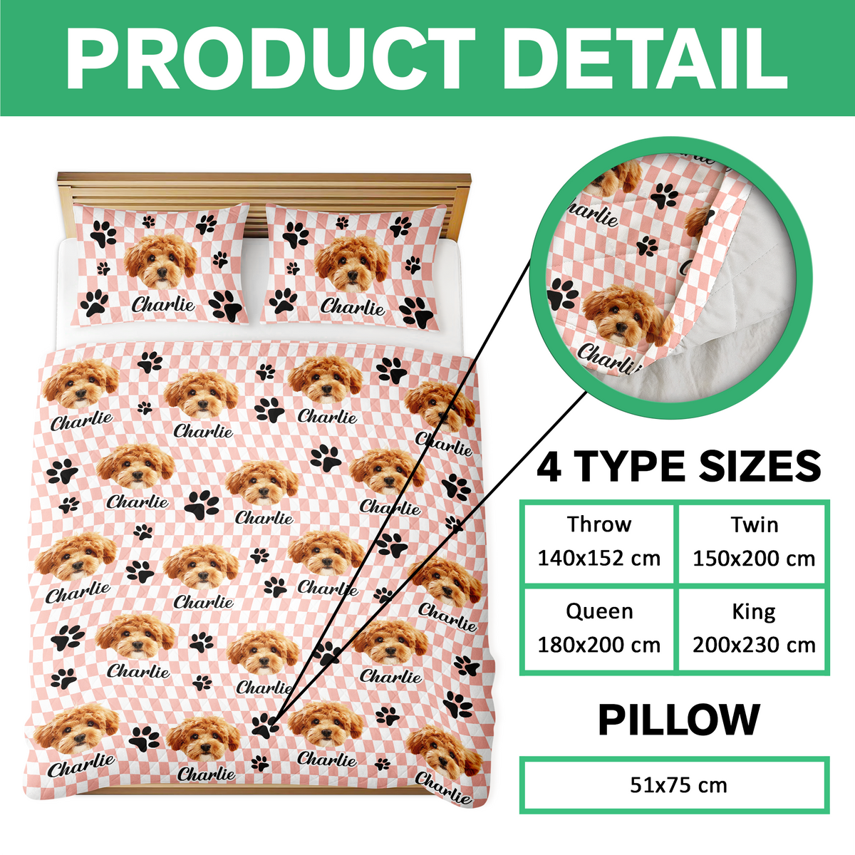 Custom Face Dog Cat Checkerboard Pattern Quilt Bedding Set HA75 898246