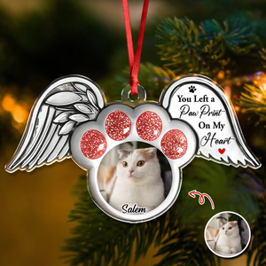 Custom Photo Paw In Heaven Dog Cat Memorial Acrylic Ornament Christmas HO82 894724