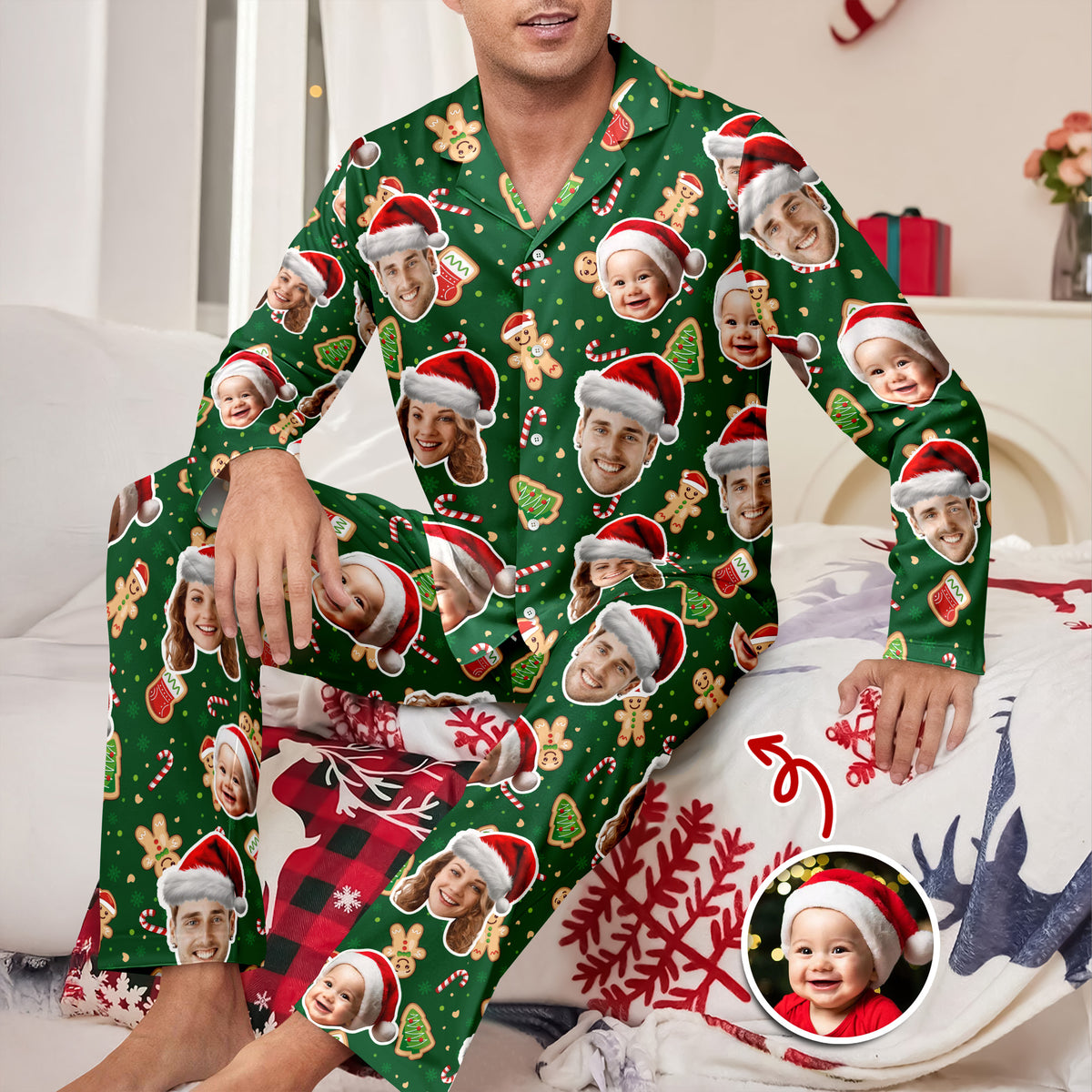 Custom Funny Family Face With Christmas Pattern Pajamas HA75 892792