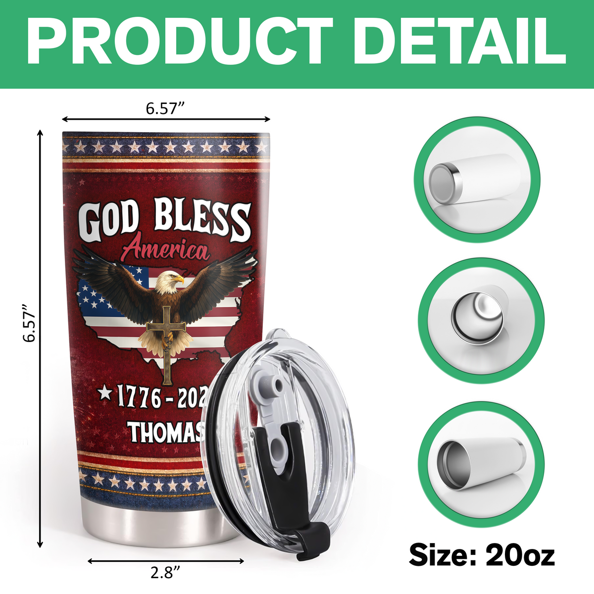 Custom Name 250 Years of Freedom America 1776–2026 Anniversary Fat Tumbler CH07 910586