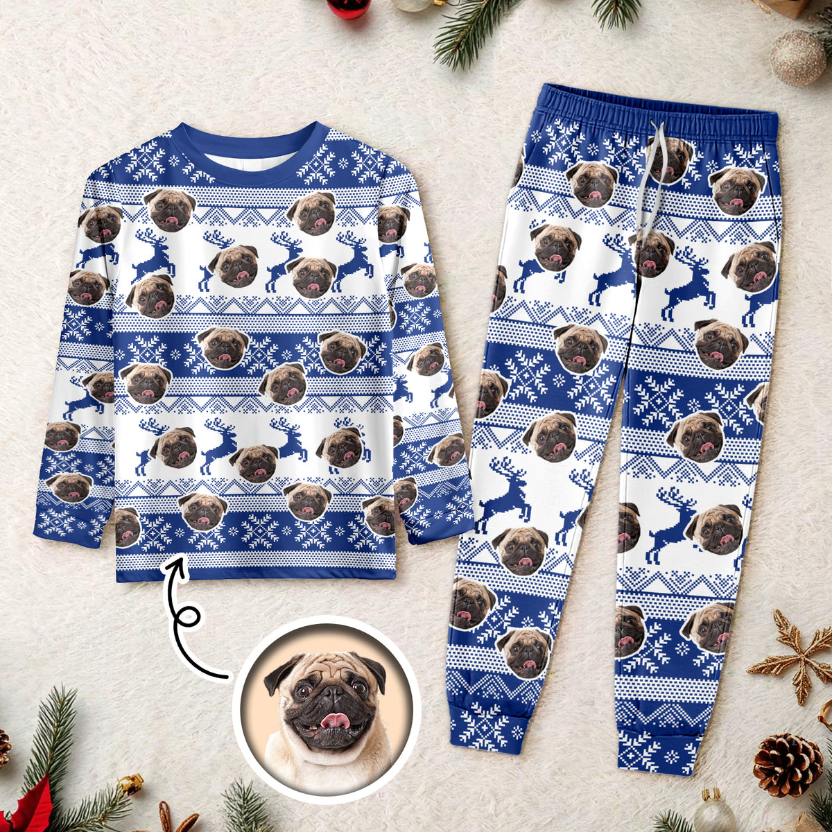 Custom Photo Christmas Dog Sleepwear Xmas Fun HO82 900152