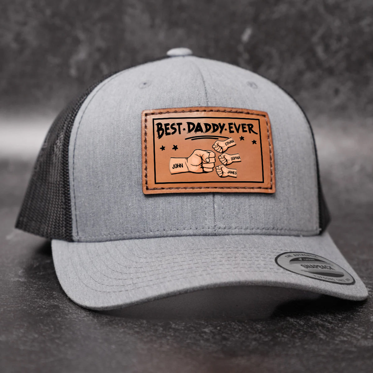 Best Dad Ever - Hands Version - Personalized Leather Patch Hat TH10 892837