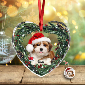 Custom Photo Dog Personalized Heart Shaped Glass Ornament For Christmas HA75 897468