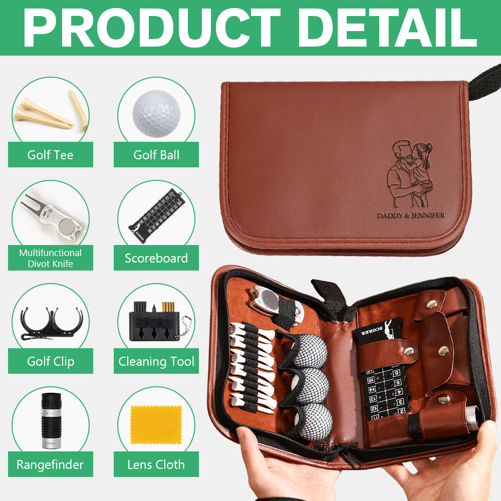 Custom Dad And Kids Portrait Photo Drawing Style Family Golf Set Engraved Accessories HA75 898652