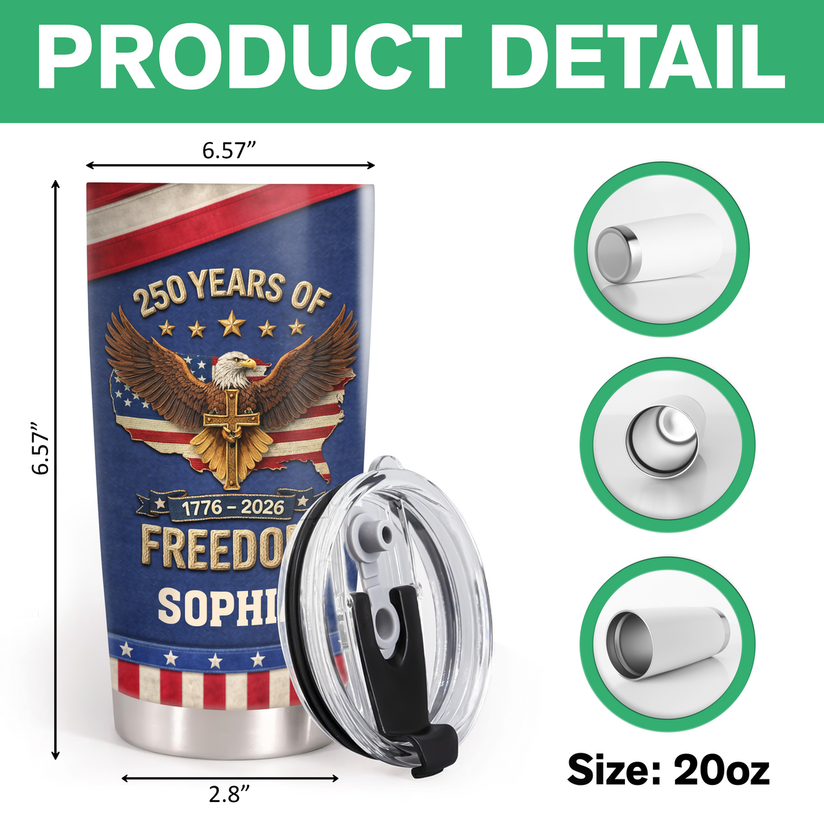 Custom Name 250 Years Of Freedom 1776 - 2026 Fat Tumbler TH10 898733