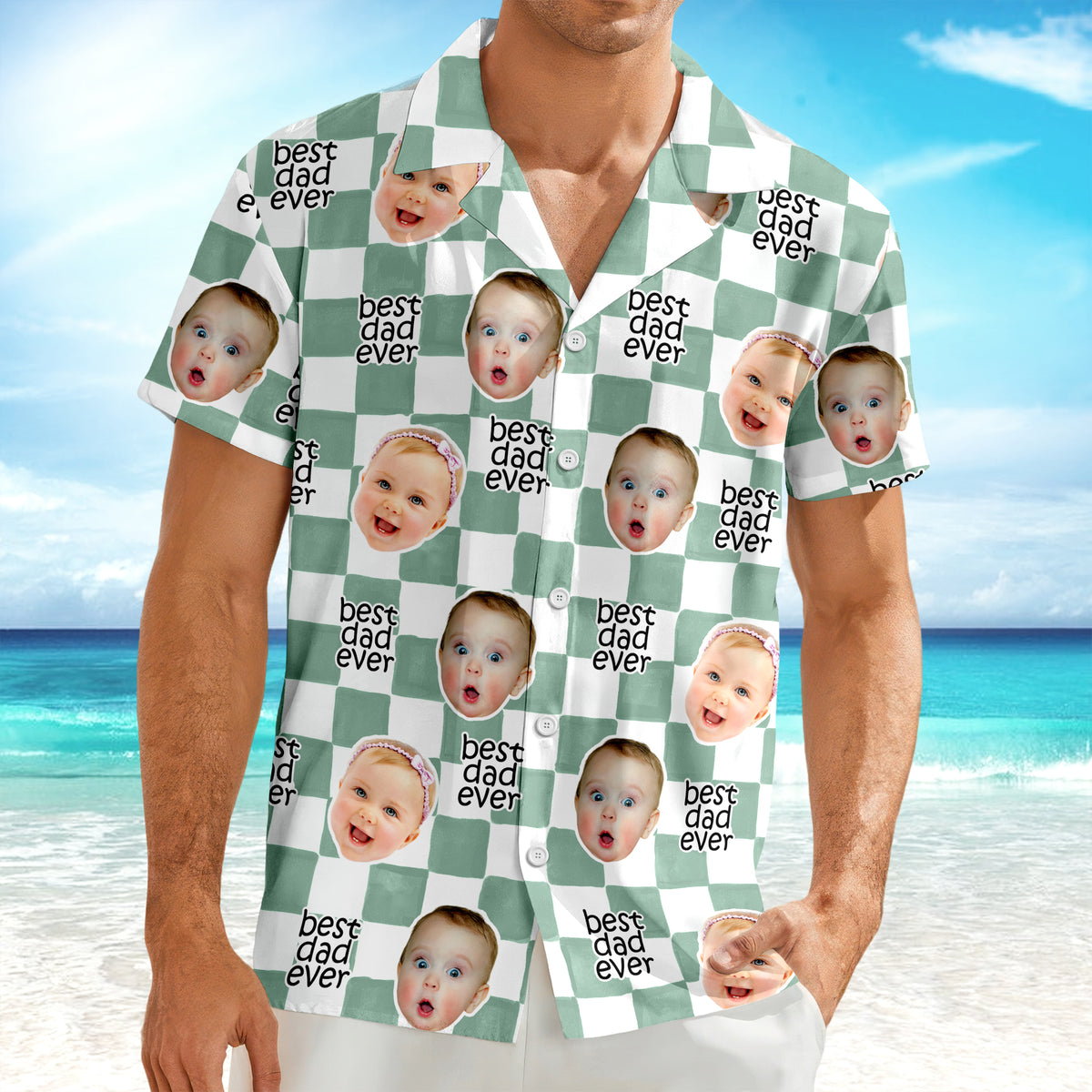 Custom Baby Face Best Dad Ever Retro Hawaii Shirt - Gift for Parents, Father's Day LM32 669011